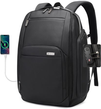 Jodebes Laptop Backpack with TSA lock,USB Charging Port Fits School & Travel - Slim Water-Resistant Business Bag,24L Deep Storage Travel Backpack Fits 15.6/17.3 Inch Laptop Backpack 