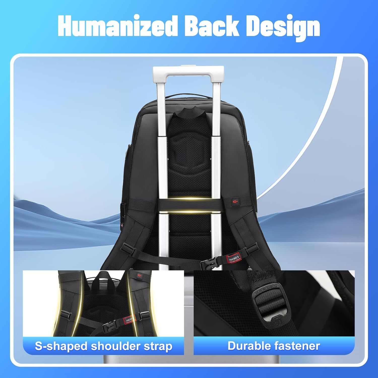 Jodebes Laptop Backpack with TSA lock,USB Charging Port Fits School & Travel - Slim Water-Resistant Business Bag,24L Deep Storage Travel Backpack Fits 15.6/17.3 Inch Laptop Backpack 