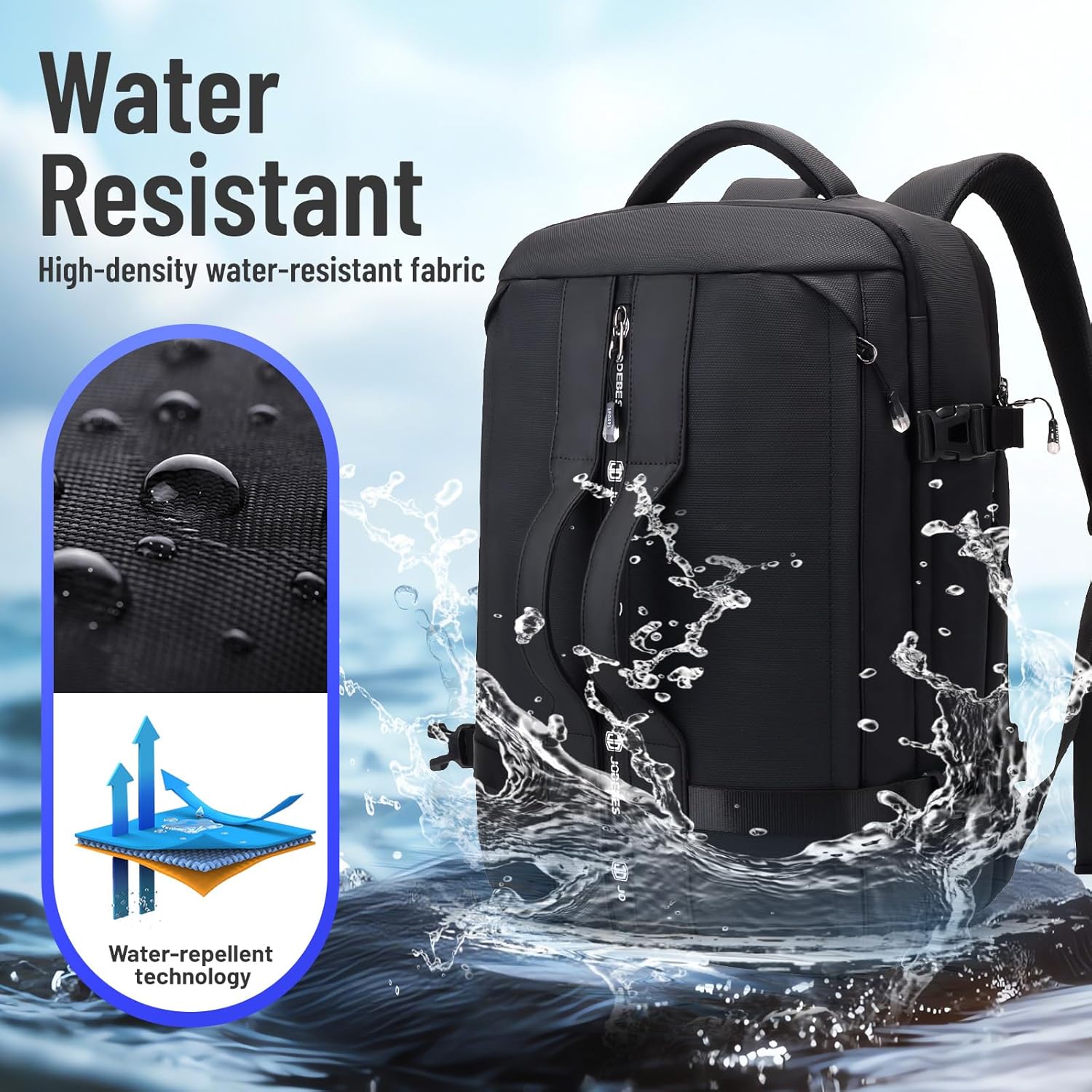 JODEBES 50L Carry on Travel Backpack for Men Women,Airline Approved Convertible Duffle Backpack Luggage Bag,TSA Overnight Bags,fits 17" Laptop