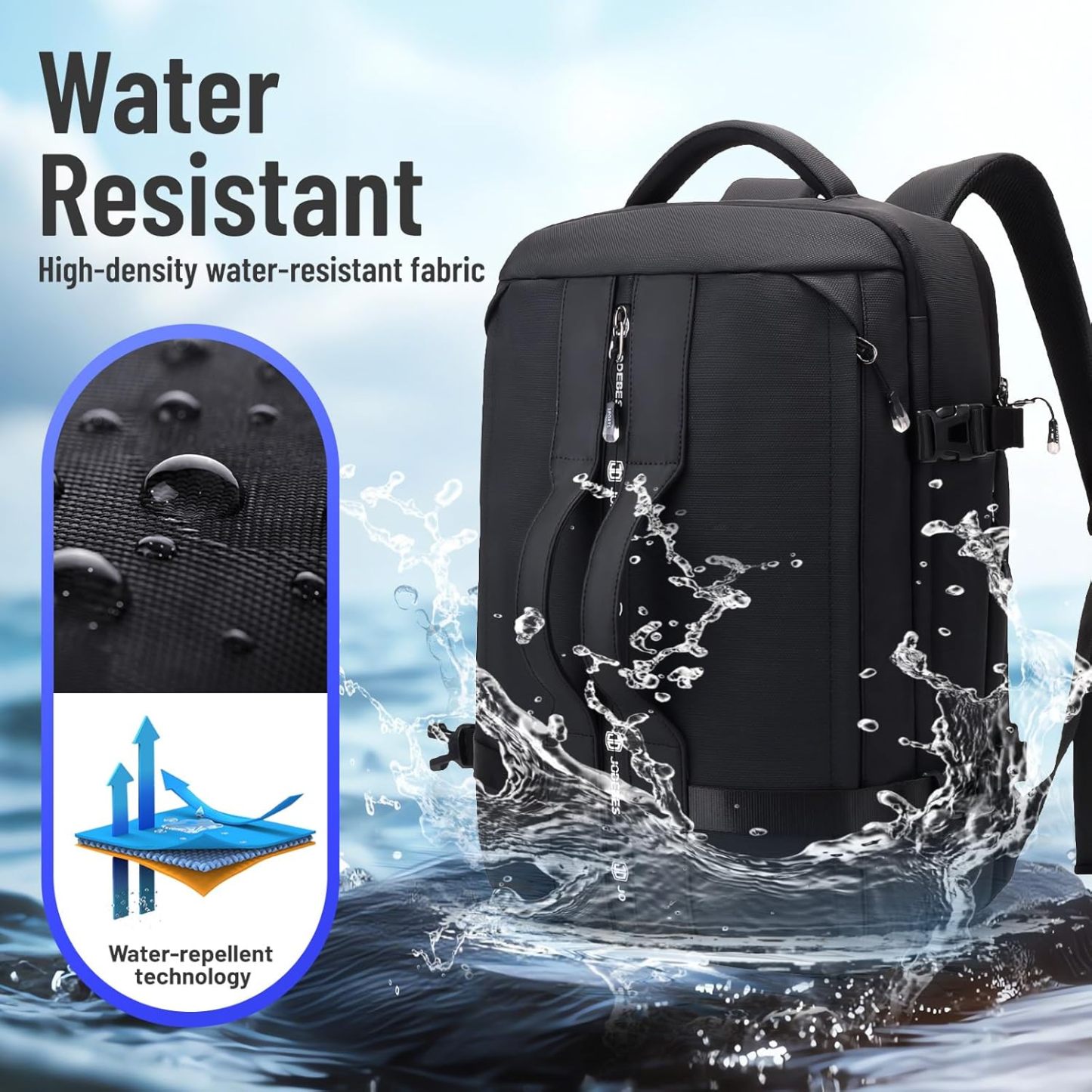 JODEBES 50L Carry on Travel Backpack for Men Women,Airline Approved Convertible Duffle Backpack Luggage Bag,TSA Overnight Bags,fits 17" Laptop