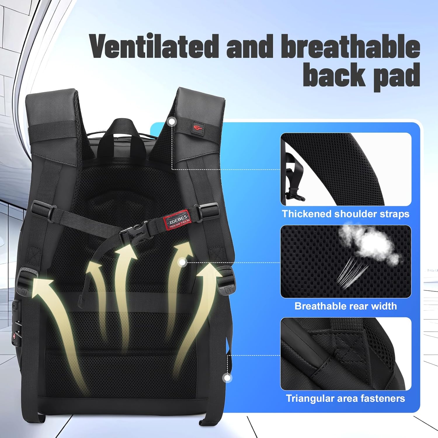 Jodebes Laptop Backpack with TSA lock,USB Charging Port Fits School & Travel - Slim Water-Resistant Business Bag,24L Deep Storage Travel Backpack Fits 15.6/17.3 Inch Laptop Backpack 