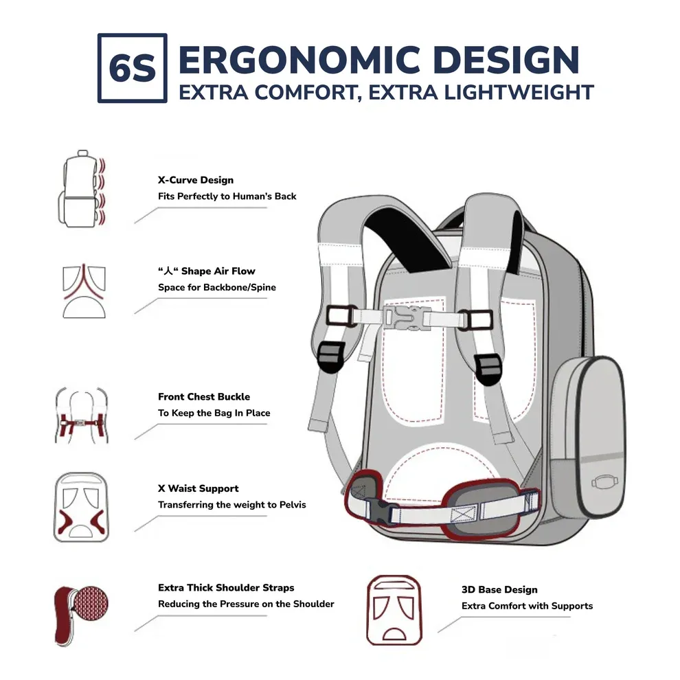 Sun Eight Ergonomic Spine Protection Primary School Bag Perfect for Ages 7-12 SE90148-Sun Eight Backpack