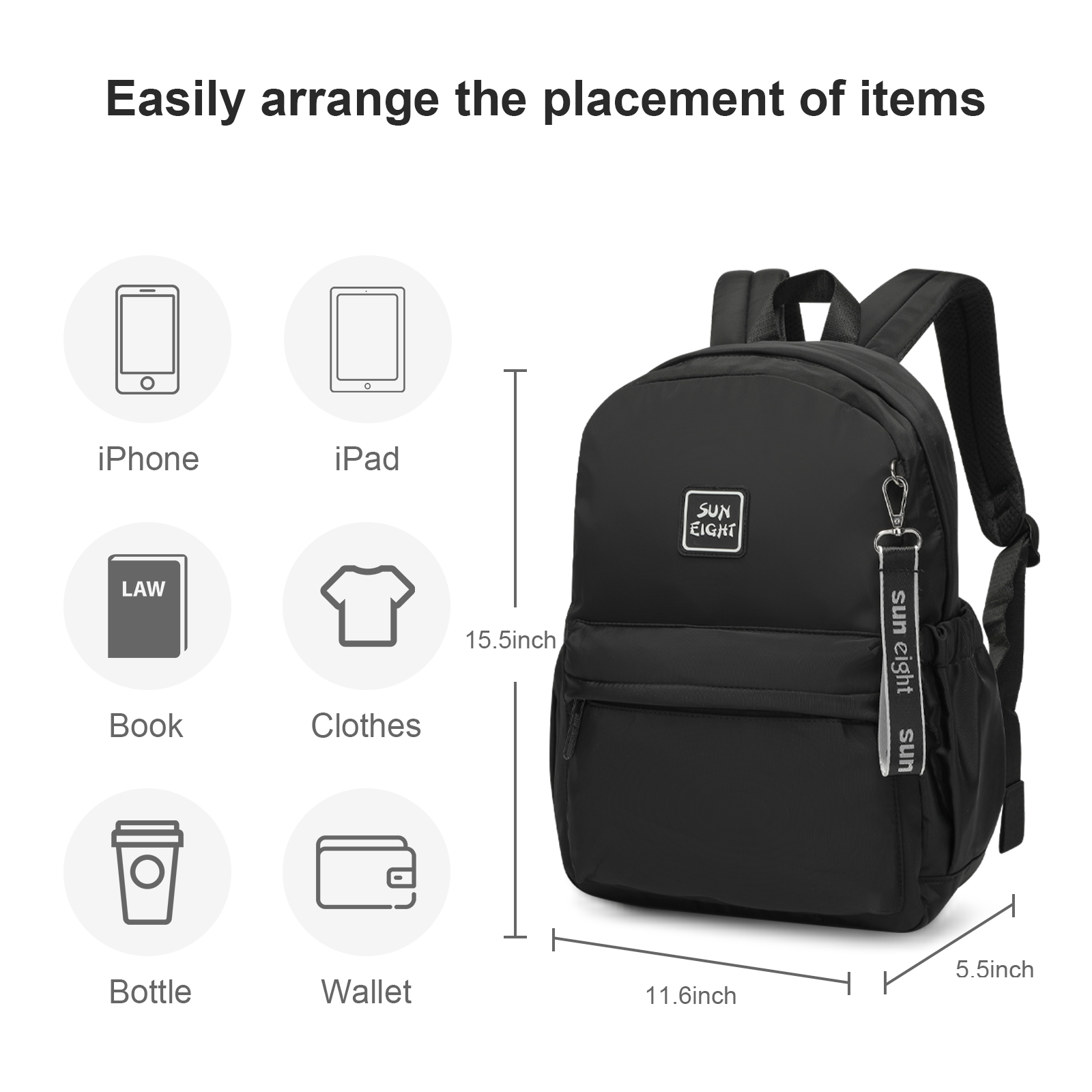 SUN EIGHT🎒 Trendy & Durable Teen Backpack – Lightweight, Waterproof & Perfect for School, Travel & Daily Use! 🚀