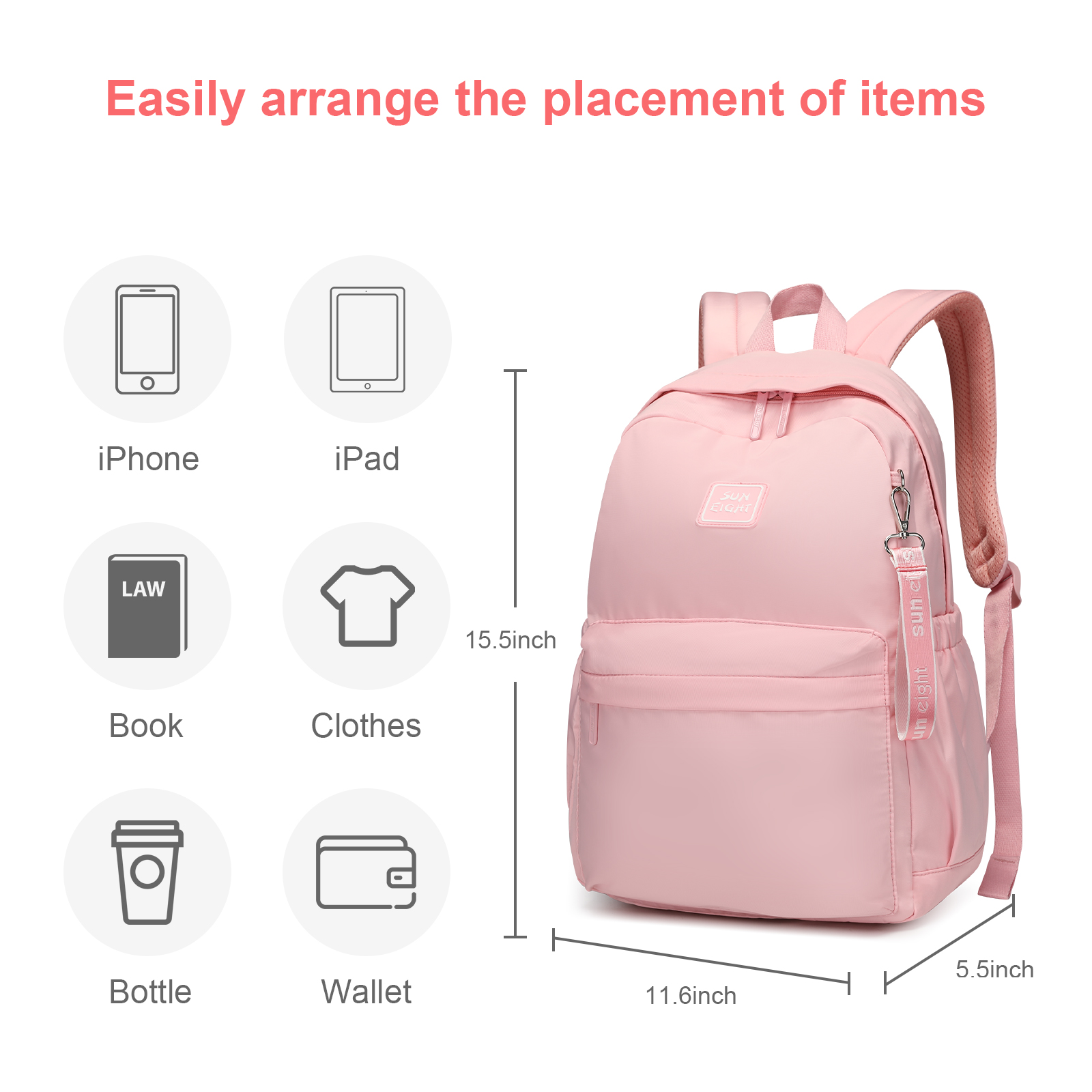 SUN EIGHT🎒 Trendy & Durable Teen Backpack – Lightweight, Waterproof & Perfect for School, Travel & Daily Use! 🚀