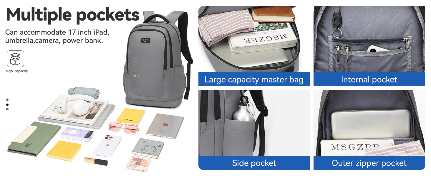 Water Resistant Laptop Backpack for Men, Lightweight Casual Daypack with Multiple Compartments