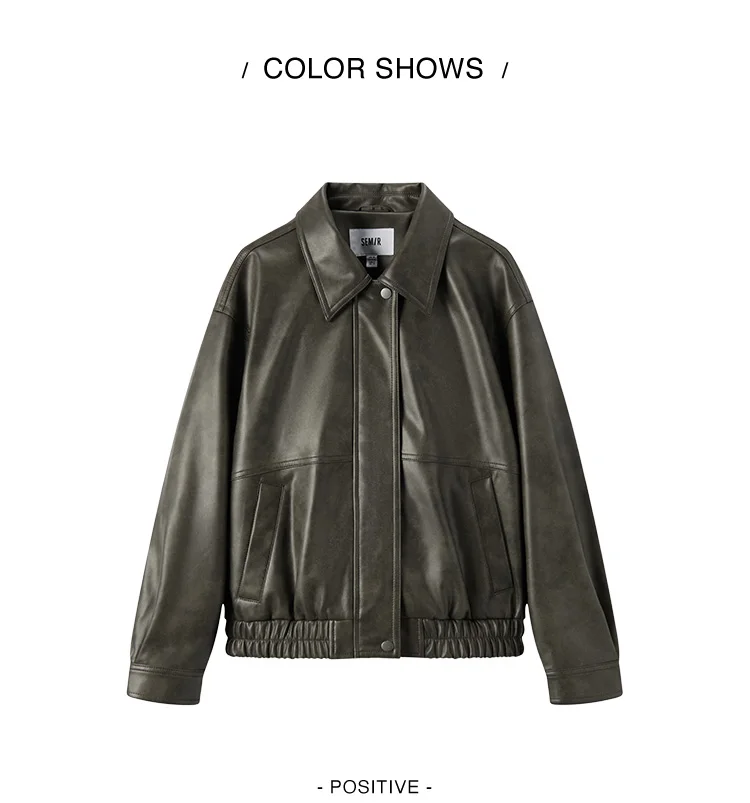 Coat Women Collar Loose Cool Style High Street Autumn New Retro Textured Cool PU Leather Jacket