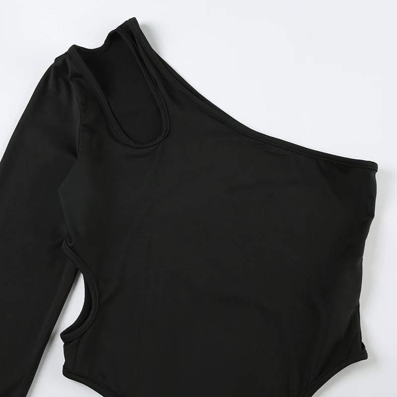 One Shoulder Cut Out Women Bodysuit Sexy Backless Fashion Chic Fall Rompers Party Rave Outfits Lady Bodysuit Tops