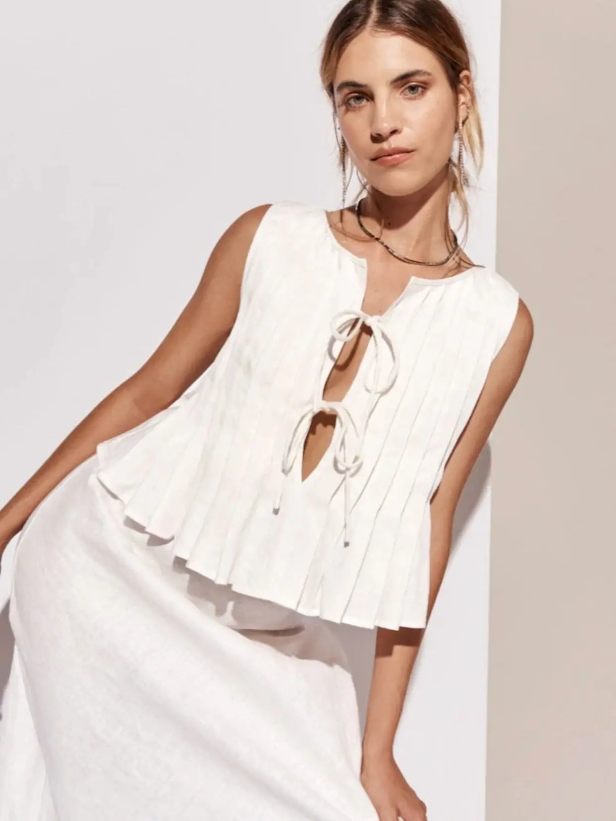 White Bandage Ribbed Tank Top Shirts For Women Hollow Out Sleeveless Slim Summer Fashion Vest Women's Lace-Up Vest Y2k Top