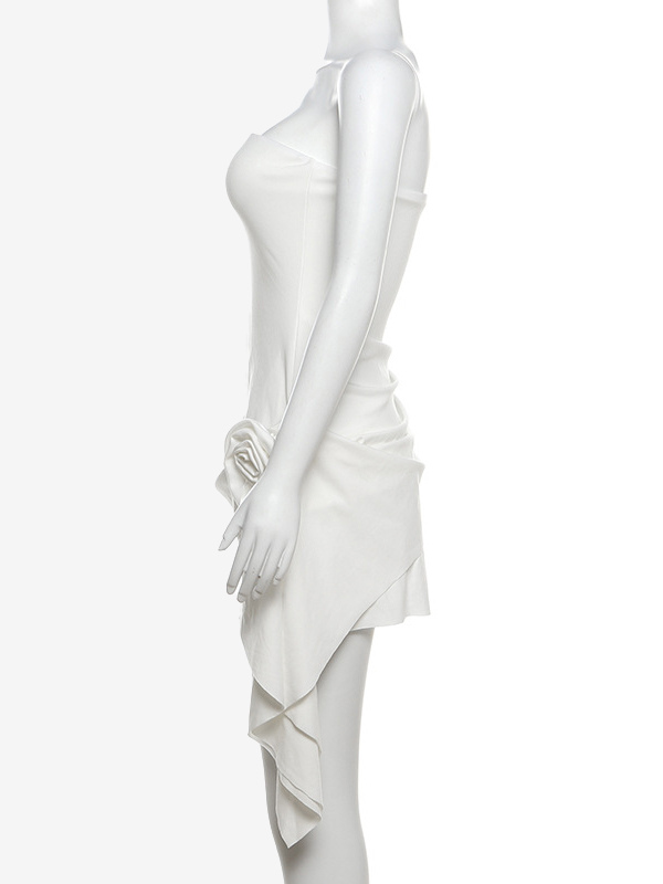 Party Dresses White Strapless Sleeveless Semi Formal Dress