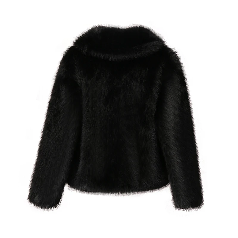 Chic Ins Blogger Brand Fashion Fake Fox Fur Jacket Coat Women Winter Luxury Design Big Collar Fur Coats Cool Girls Overcoat