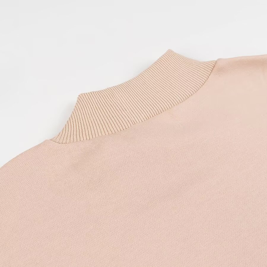 Autumn Winter Simple Loose Casual Half Turtleneck Fleece lined Solid Color Sweatshirt Sweatshirt Women