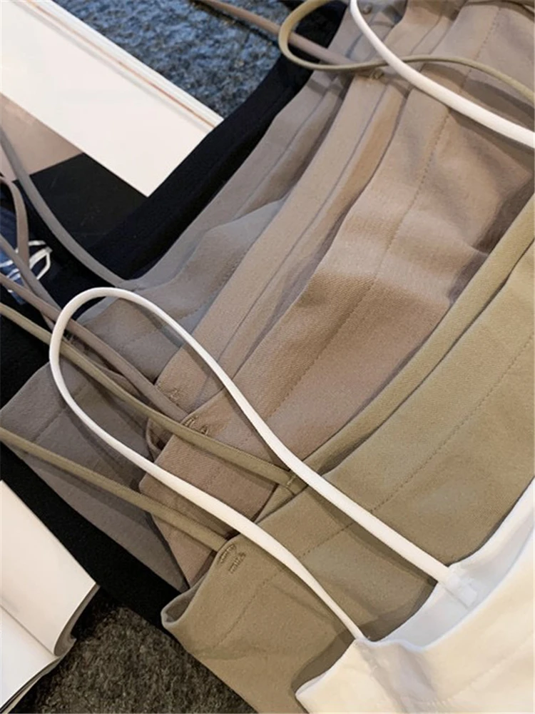 Basic Spaghetti Strap Tank Top Bra Summer White Tops For Women 2025 Backless Slim Sleeveless Camisole Cropped Bandeau Tops