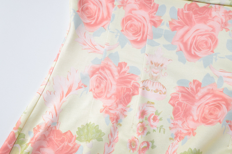 Women Clothing Fresh Floral Print Wrapped Chest Sheath Slim Dress