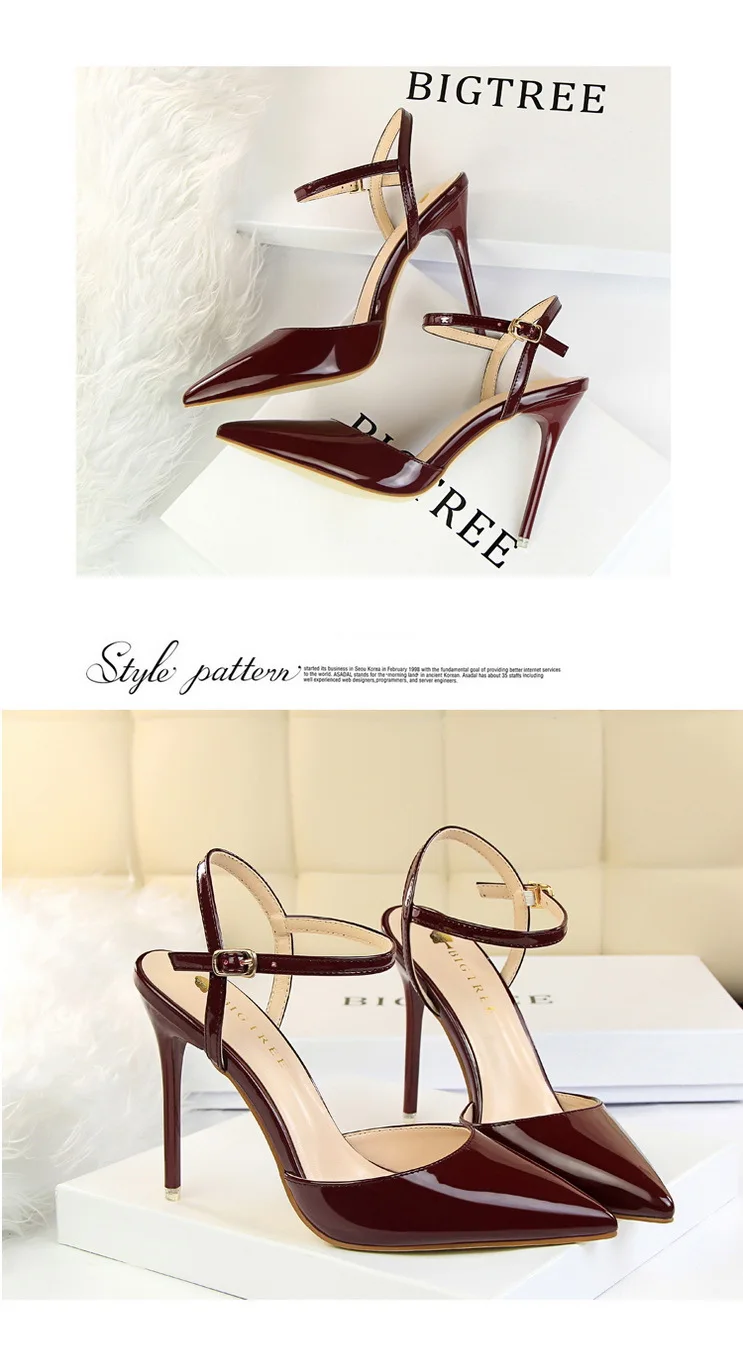 Shoes Fashion High Heels Shoes Patent Leather Woman Pumps Sexy Women Heels Blue Sliver Stiletto Heels Women Sandals