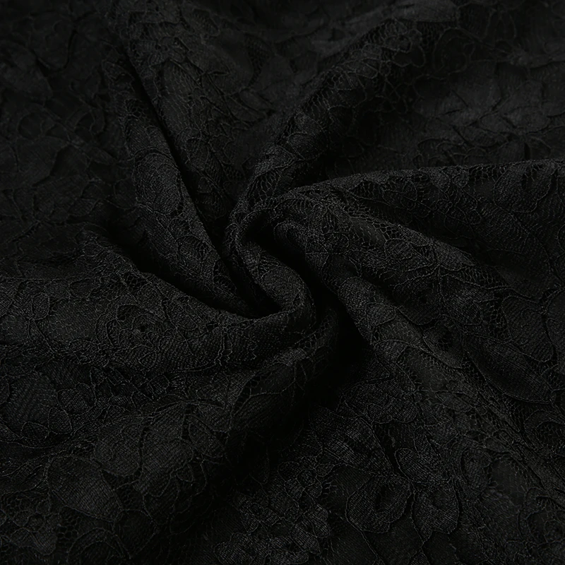 Lace Sheer Sexy Slim Fit Women��s Dress Flared Long Sleeves Slash Neck Black Mini Dress Fashion Trendy