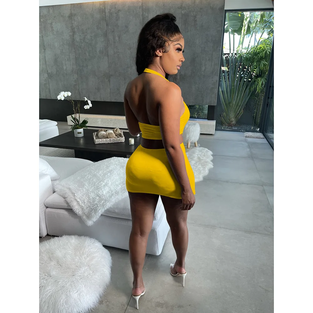 European and American women's Y2K milk silk solid color short skirt sexy sleeveless hollow out dress