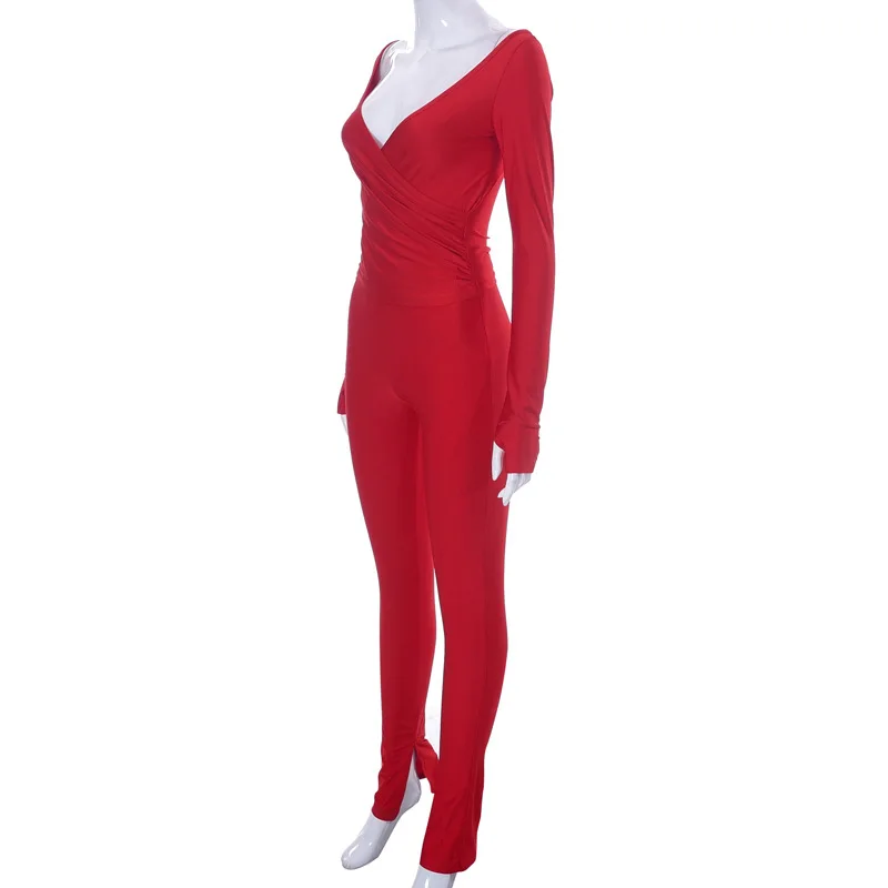 Elegant Women Tracksuit 2 Piece Set Skinny Cross Slash Neck Crop Tops Leggings Stretch Matching Streetwear Outfits