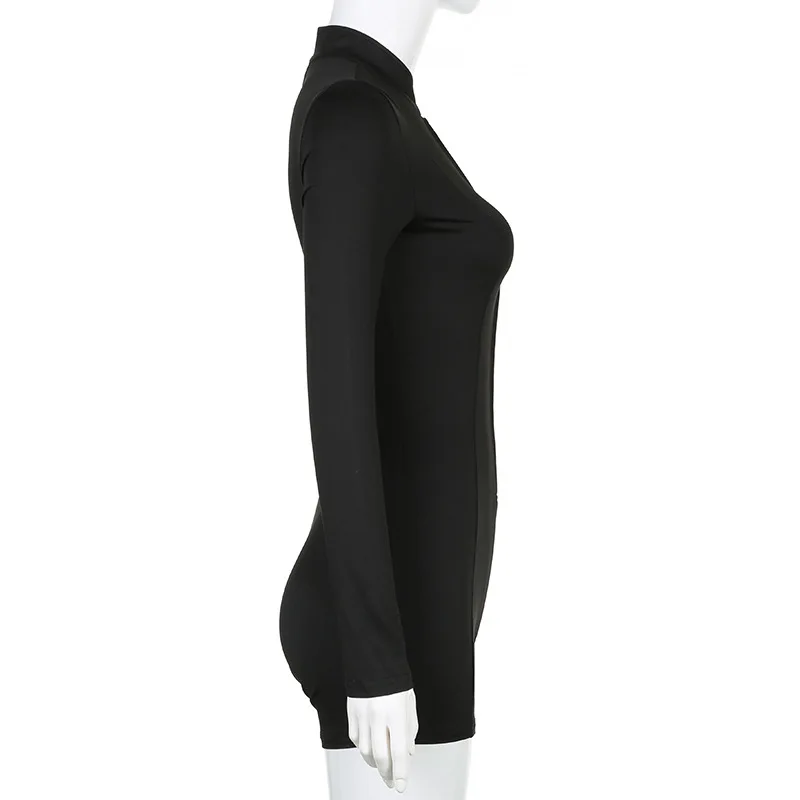 Sexy Solid Colour Round Neck Short Jumpsuit Women Fashion Slim Long Sleeve Short Summer Clothing For Women Streetwear Y2k Romper