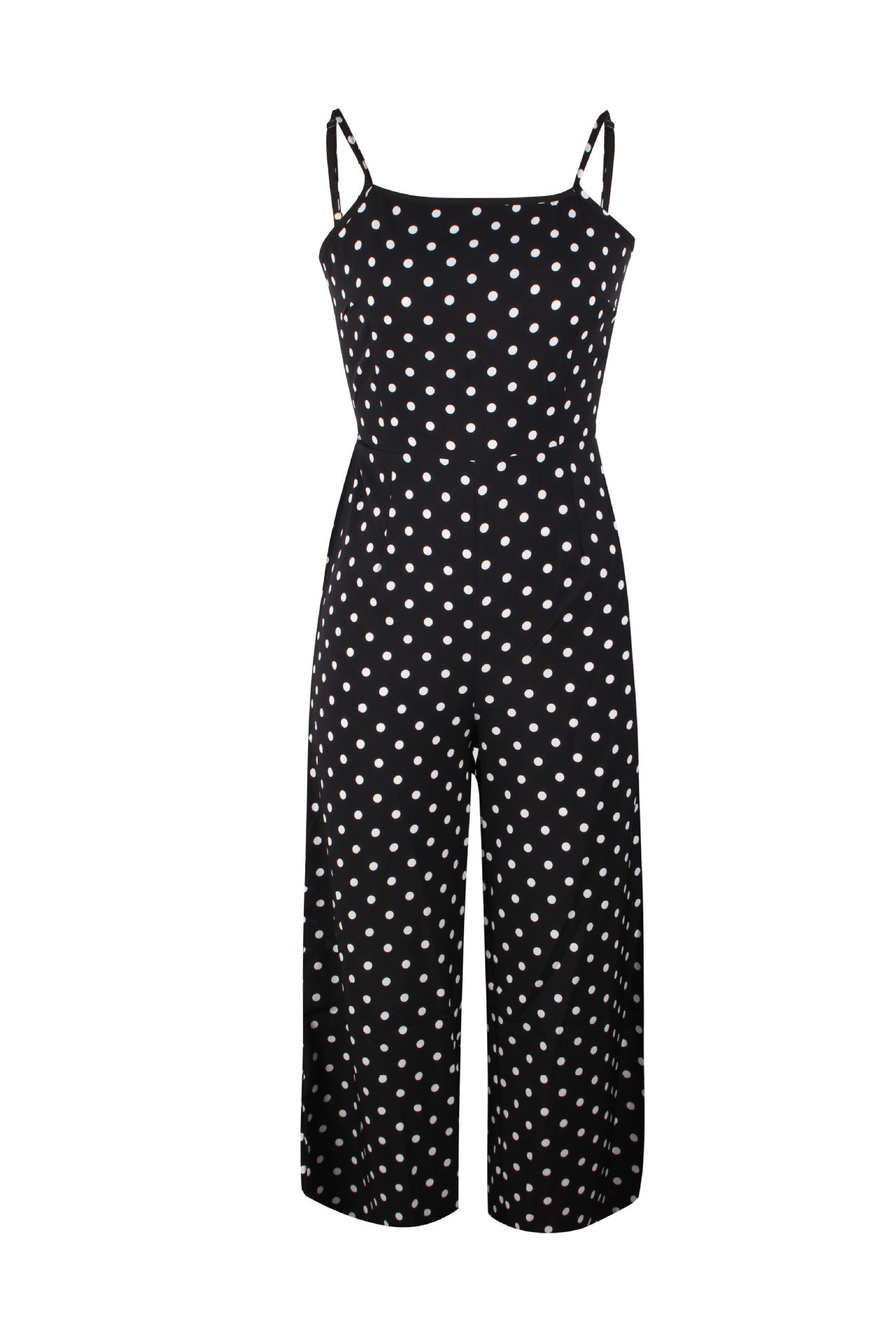 Women Clothing Polka Dot Brace Sleeveless Lace up Casual Wide Leg Loose Vest Jumpsuit Trousers