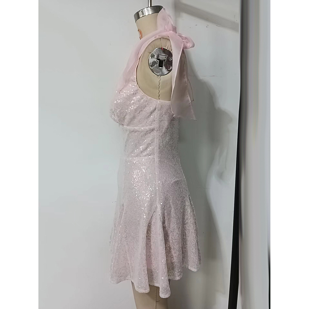 Sexy Sequin Skirt Nightclub Dress Sexy Deep V Plunge Party Short Evening Dress