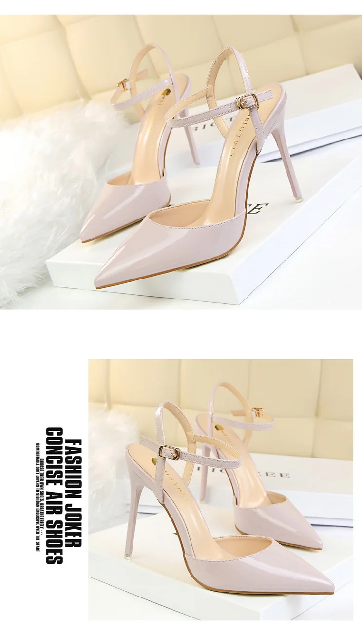 Shoes Fashion High Heels Shoes Patent Leather Woman Pumps Sexy Women Heels Blue Sliver Stiletto Heels Women Sandals