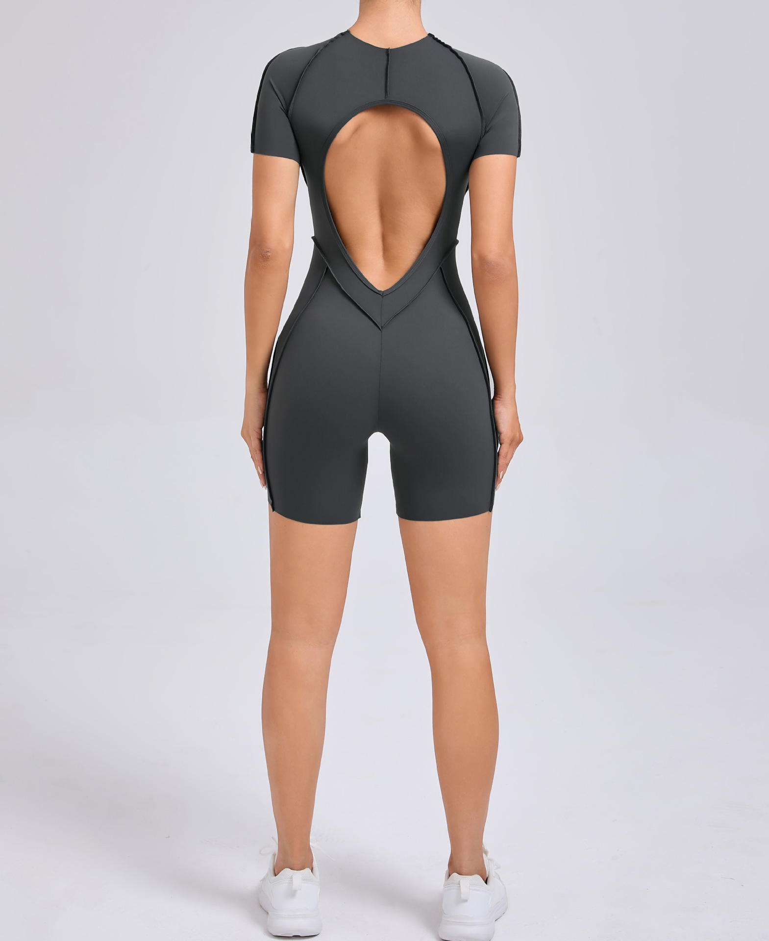 Three Dimensional Beauty Sports Yoga Jumpsuit One Piece Tight Short Sleeve Hollow Out Cutout out Beauty Back Jumpsuit Women Fitness Clothes