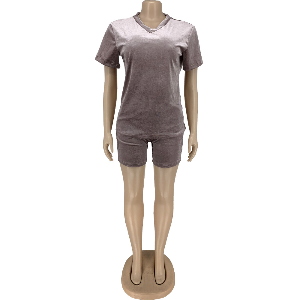 Women Clothing Velvet Women Casual Suits Two-Piece Set Romper