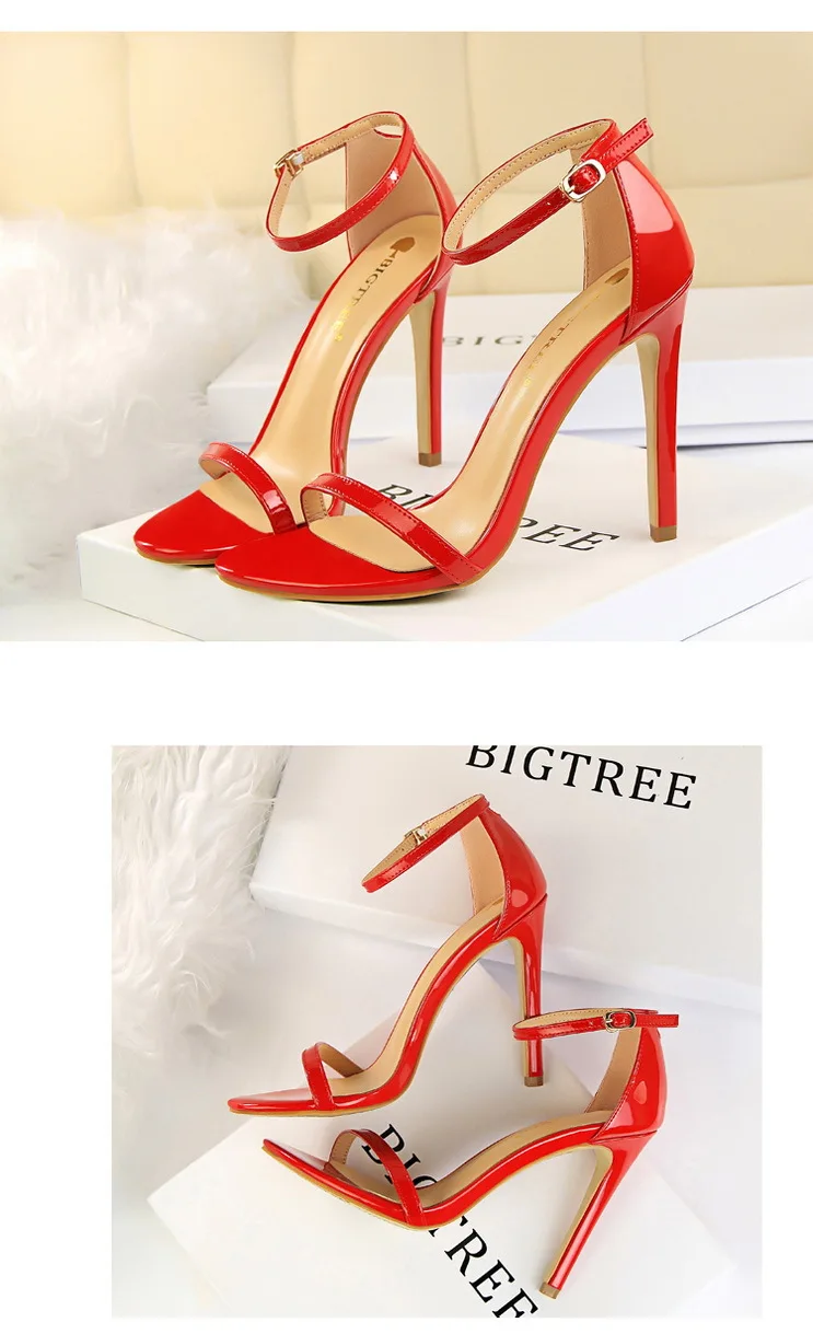 Shoes Super High Heels 11cm Women Shoes Patent Leather Woman Pumps Sexy Women Heels Stiletto Open Toe Ladies Shoes 2021