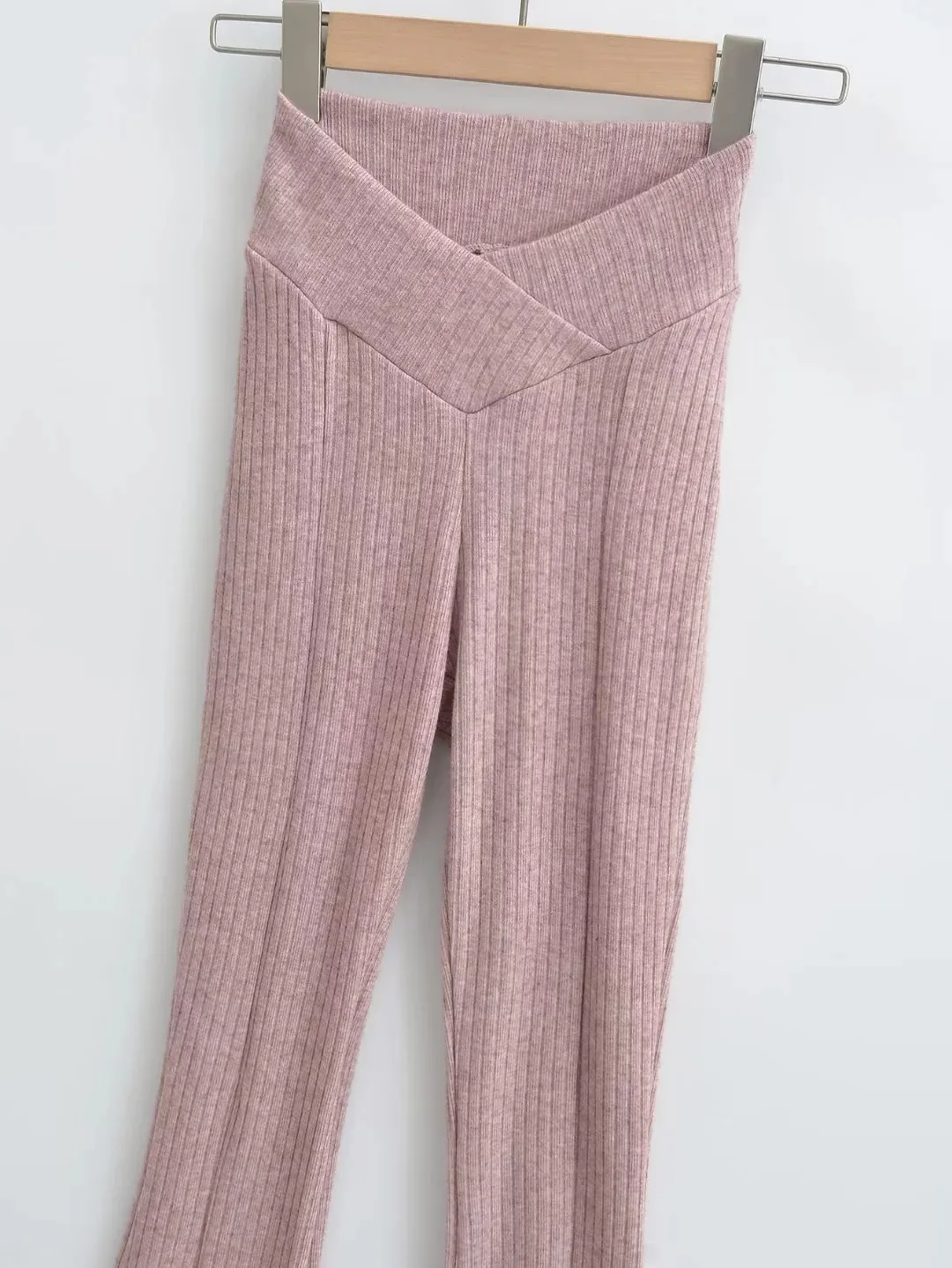 Knit Skinny Flared Trousers Split Out Trousers For Women Cross Low Waist White Casual Streetwear Flared Pants 2025 New