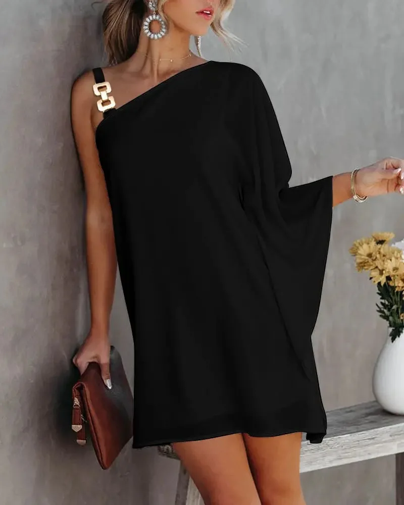 2025 Summer Dresses For Women Sexy Elegant Irregular Mini Dress Gown Fashion One Shoulder Diagonal Neck Print Vintage Vestidos