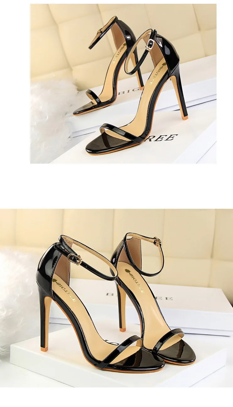 Shoes Super High Heels 11cm Women Shoes Patent Leather Woman Pumps Sexy Women Heels Stiletto Open Toe Ladies Shoes 2021