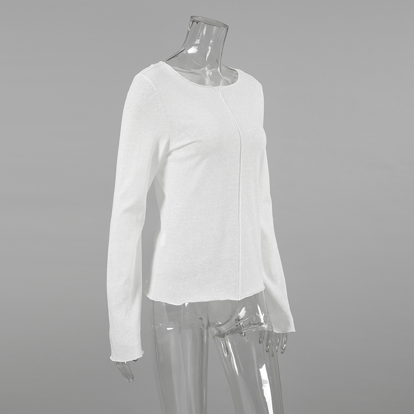 Inner Wear Solid Color round Neck Pullover Long Sleeve T shirt Women Top
