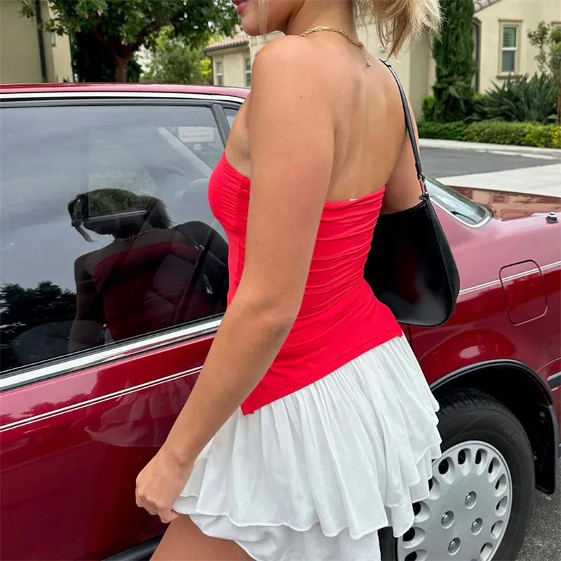 Tube Tops Women y2k Clothing Solid Color Off Shoulder Strapless Sleeveless Bandeau 2000s Fairycore Clothes Streetwear