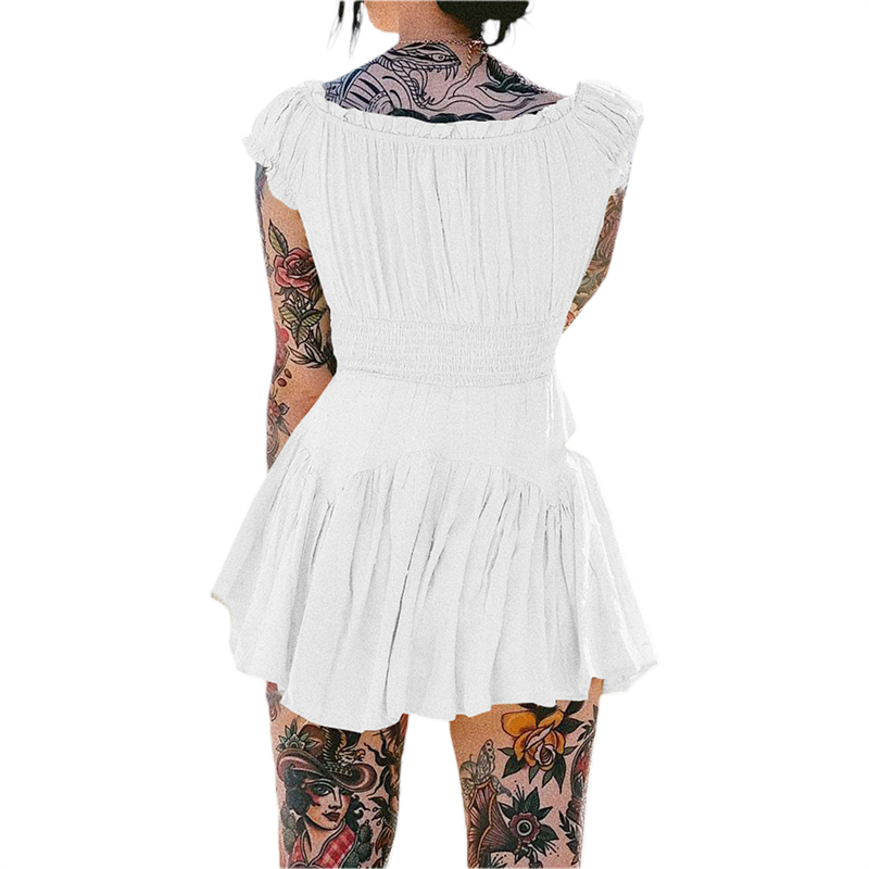 Swiss Dot Dress Women Summer Clothes Off Shoulder Short Sleeve High Waist Mini Dress Elegant Ladies Dresses Clubwear