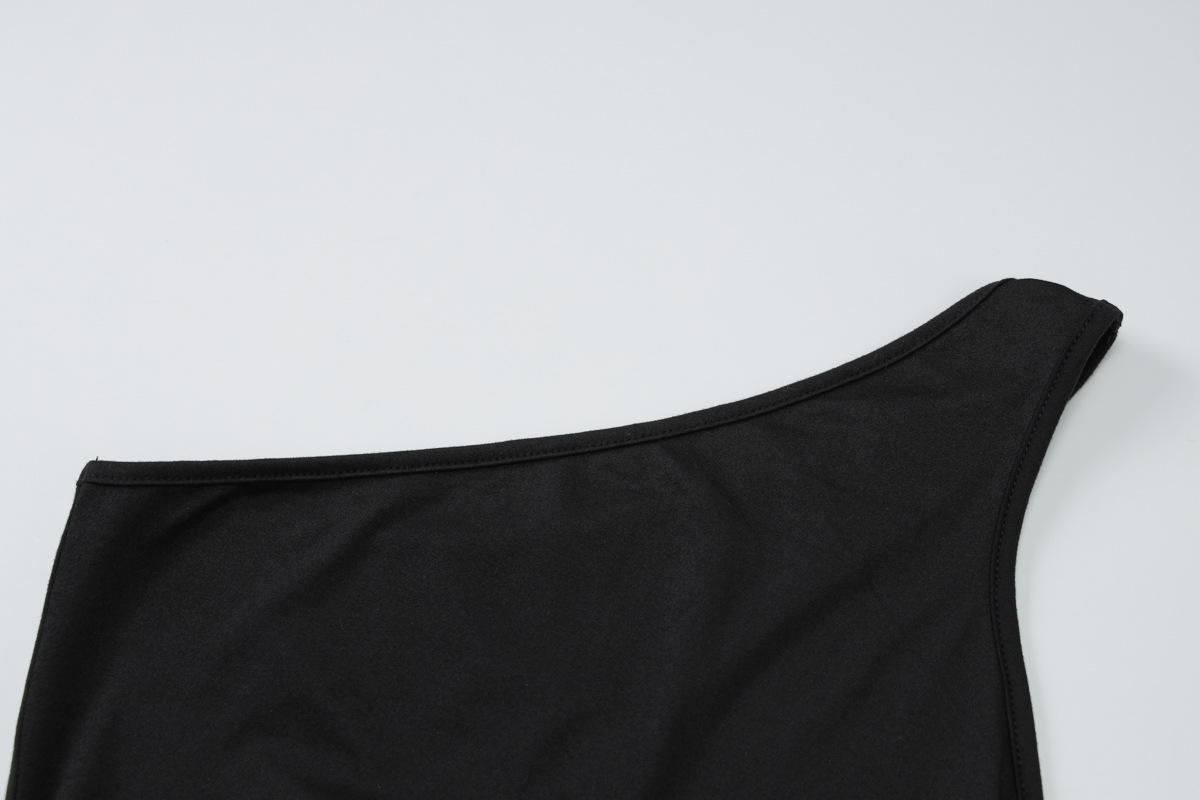 Women Clothing Arrival Sexy Cutout One Shoulder Backless Slim Fit Long Solid Color Sexy Dress Hair