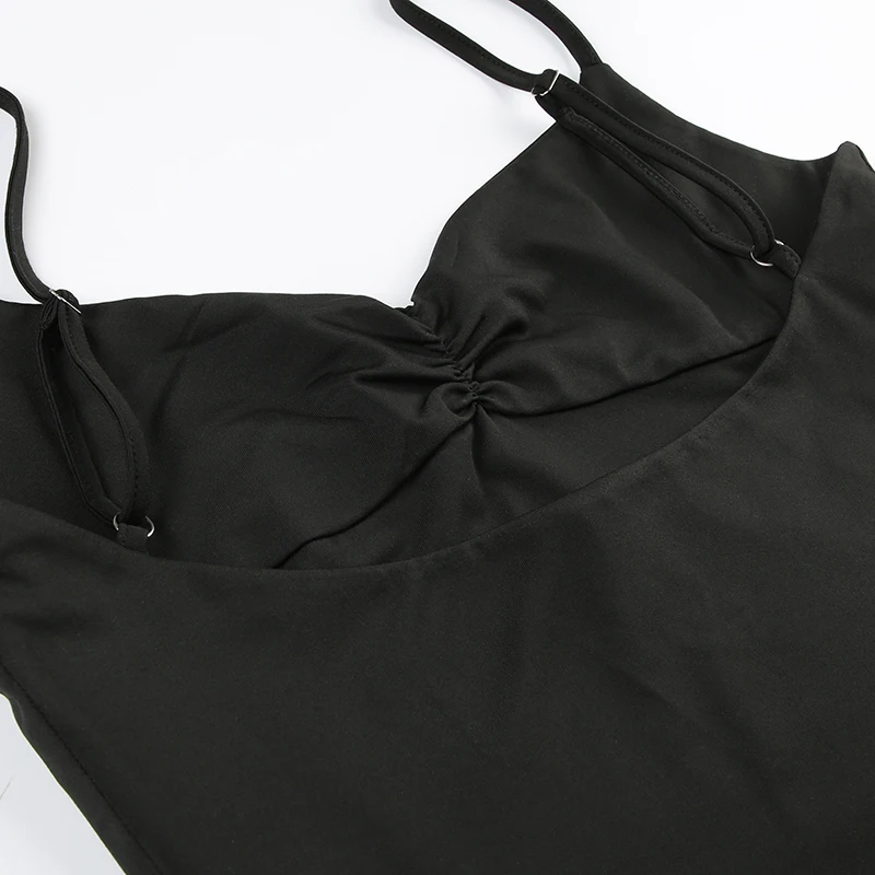 Backless Skinny Sexy Spaghetti Straps Bodysuits For Women Sleeveless Shirring V Neck Camisole Rave Baddie Bodys Shirts