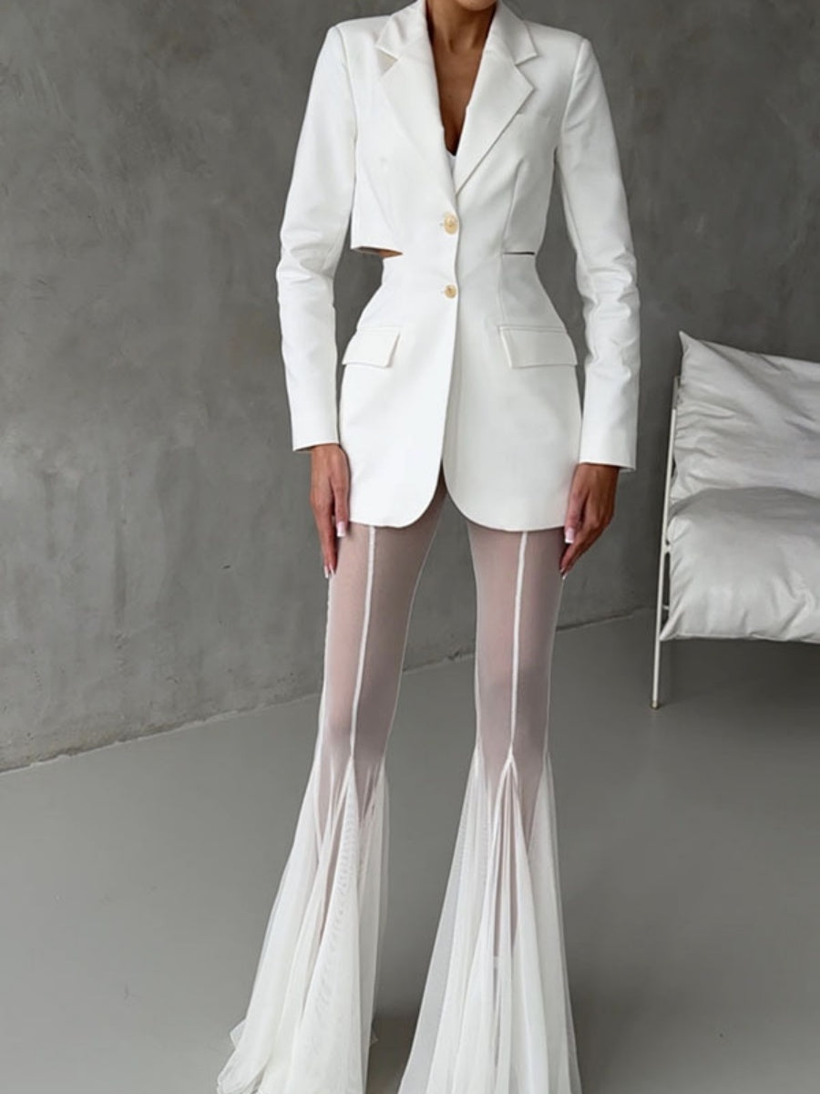 Mesh Stretch Bell-bottoms INS Loose Pants