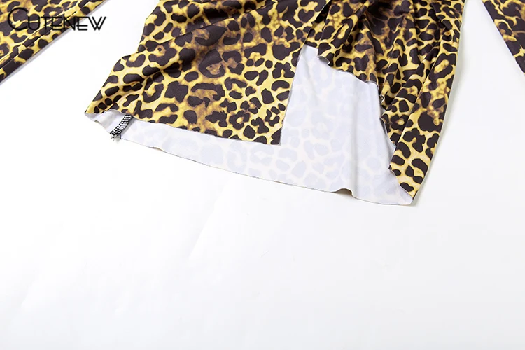 Feather Patchwork Women Tops Warmth New Leopard Printed Full Sleeve Bandage V-neck Slim Crop Tees Female Attactive Wear