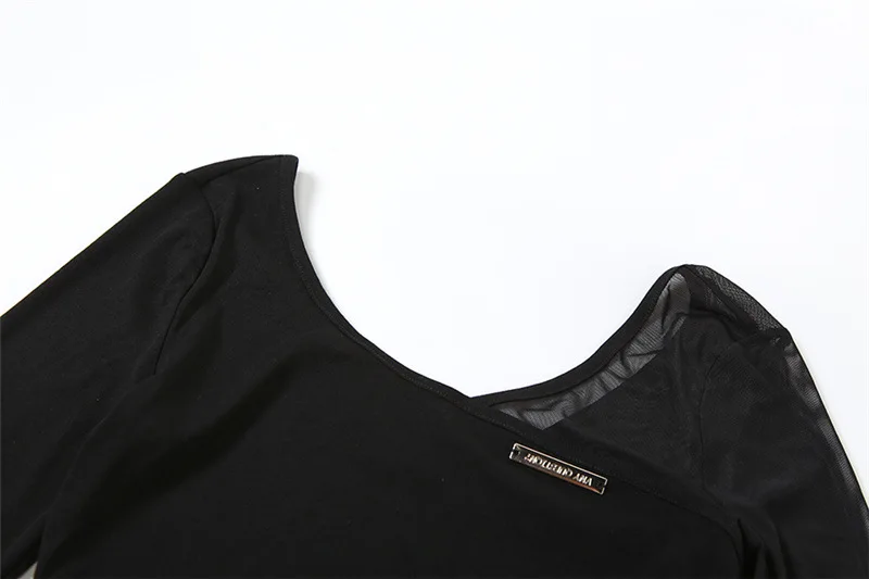 Black See Through Bodysuit Lingerie Sexy Long Sleeve Lenceria Femenina V-Neck One-Pieces Body Feminino Backless Tops For Women