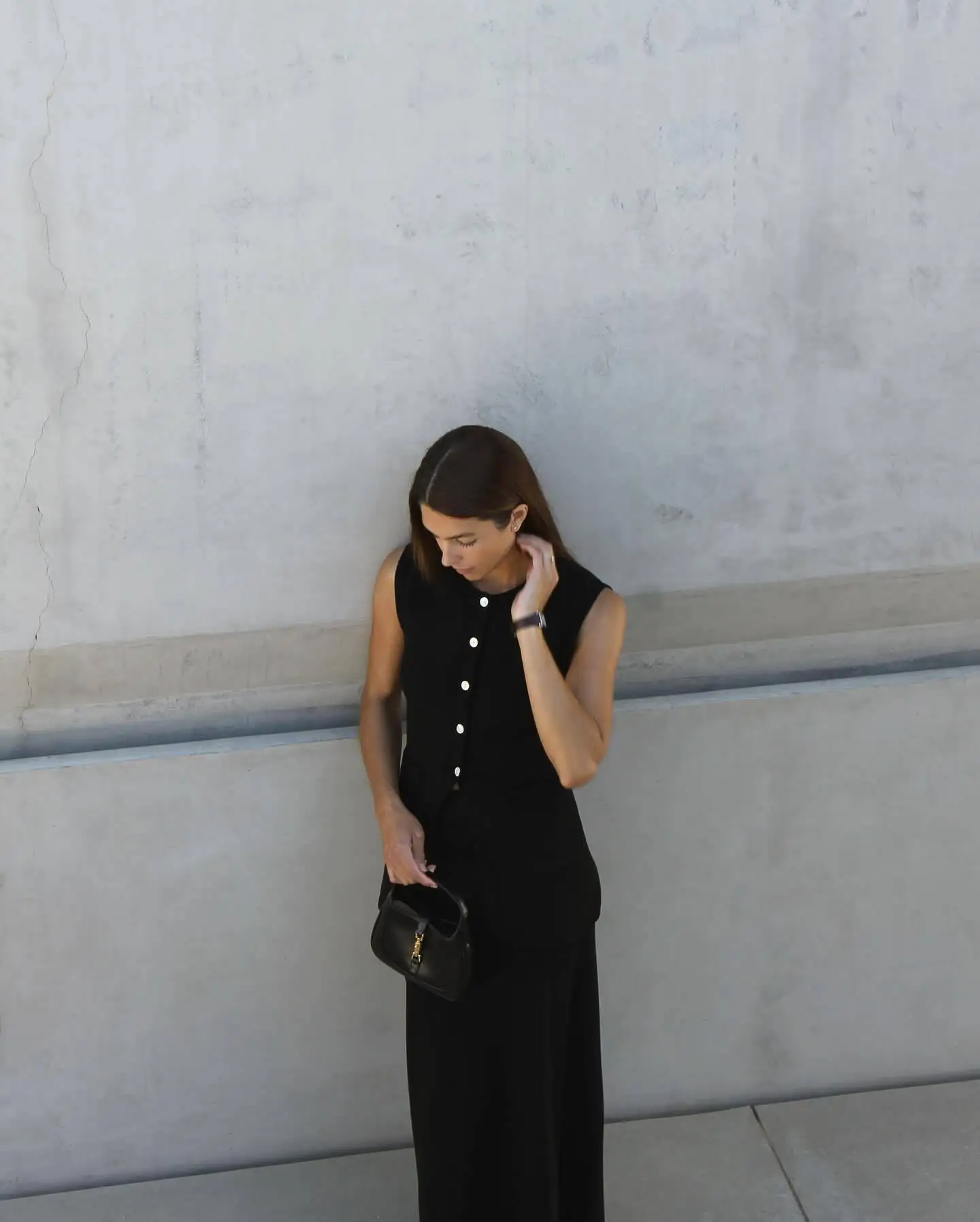 Elegant Knitted Slim Skirt Suit Women's Suit 2 Fashion Solid Color High Waist Slit Vest Casual Sleeveless Long Skirt Suit