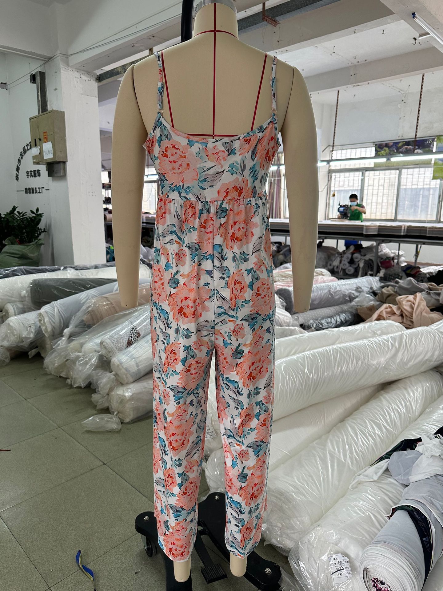 Summer High Waist Wide Leg Jumpsuit Women Floral Strap Backless Jumpsuit Women