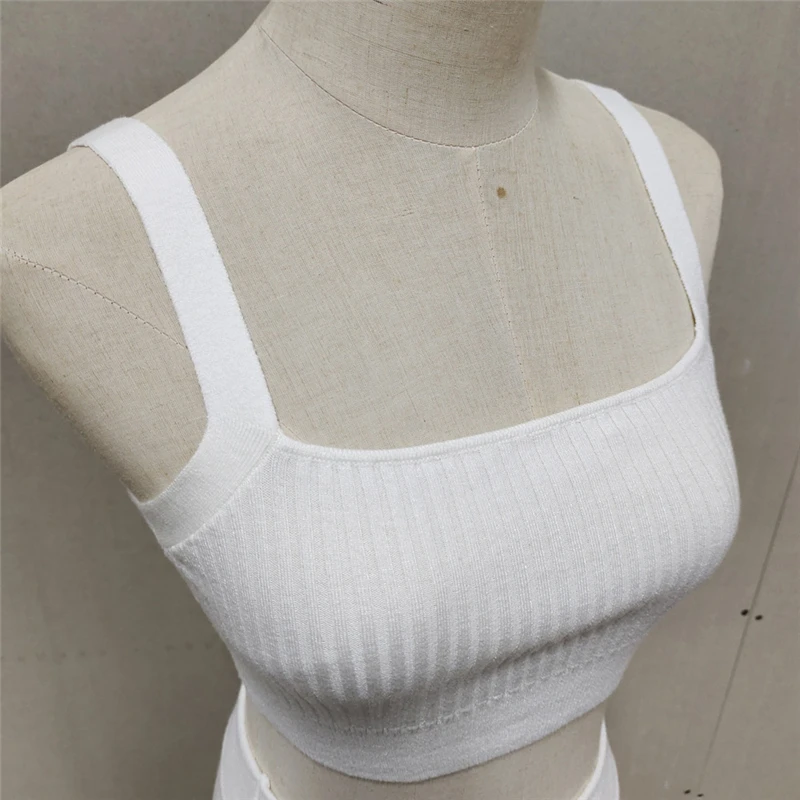 New White Knit Two Piece Women Sets Fall Ribbed Tank Top And Pleated Knitted Skirt Suits For Women Long Dress Sets Summer
