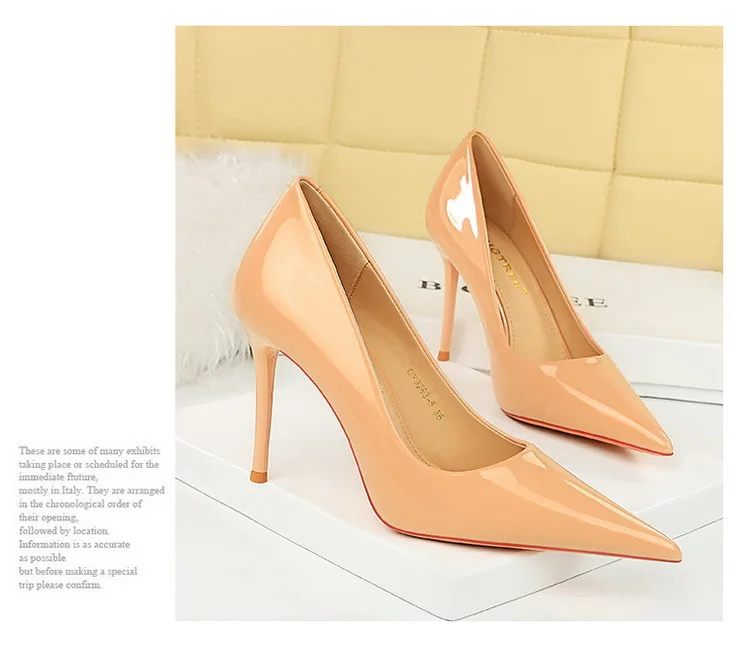 Shoes Patent Leather Women Pumps Sexy High Heels Pointed Lady Party Shoes Stilettos Women Heels Fashion Wedding Shoes