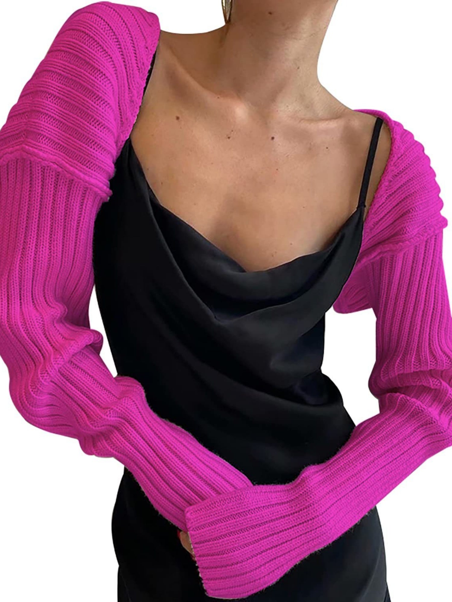 Knitted Long-Sleeve Cropped Top