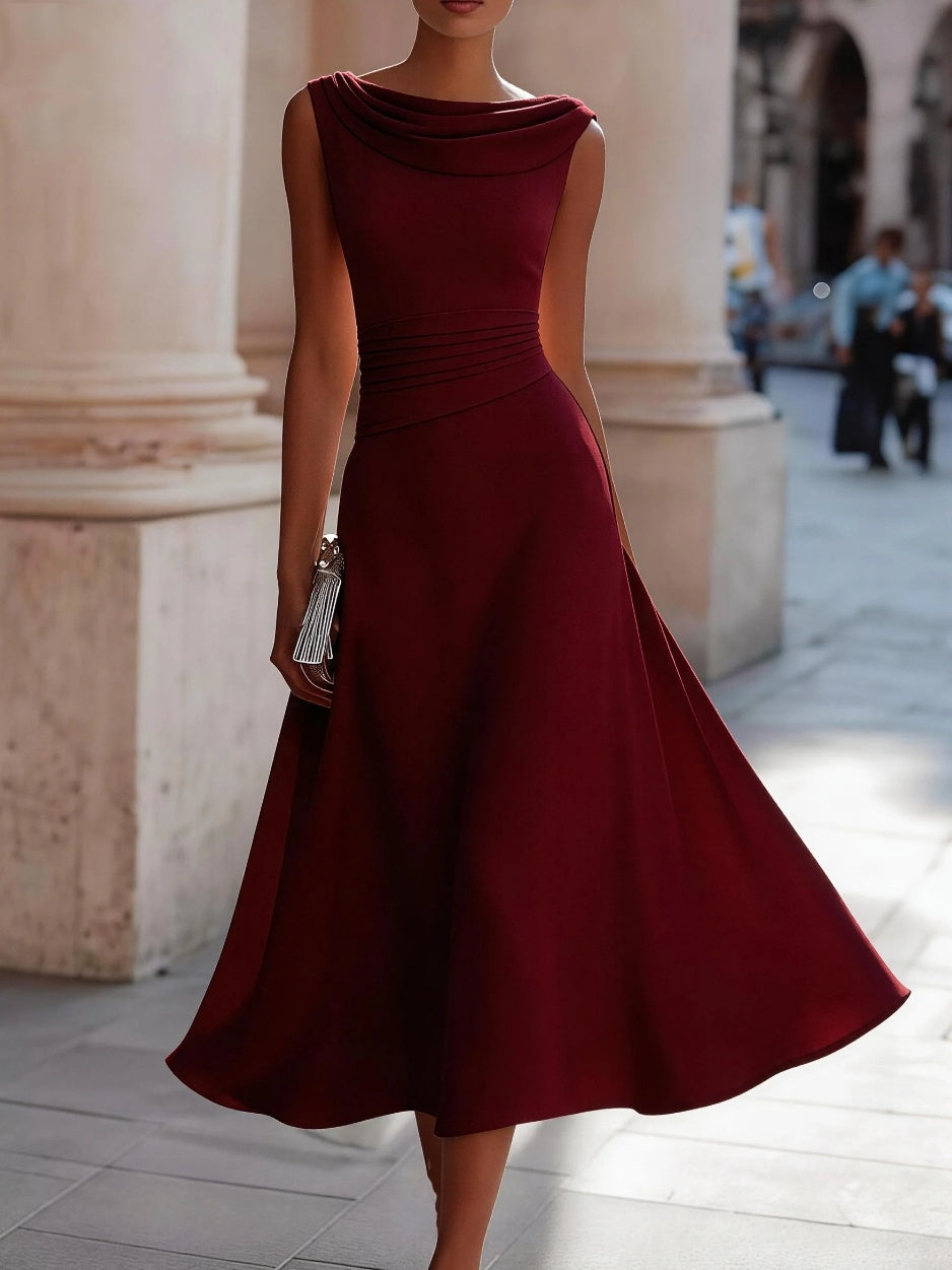 Sleeveless, Fitted Waist, Slimming, Full Skirt Midi Dress