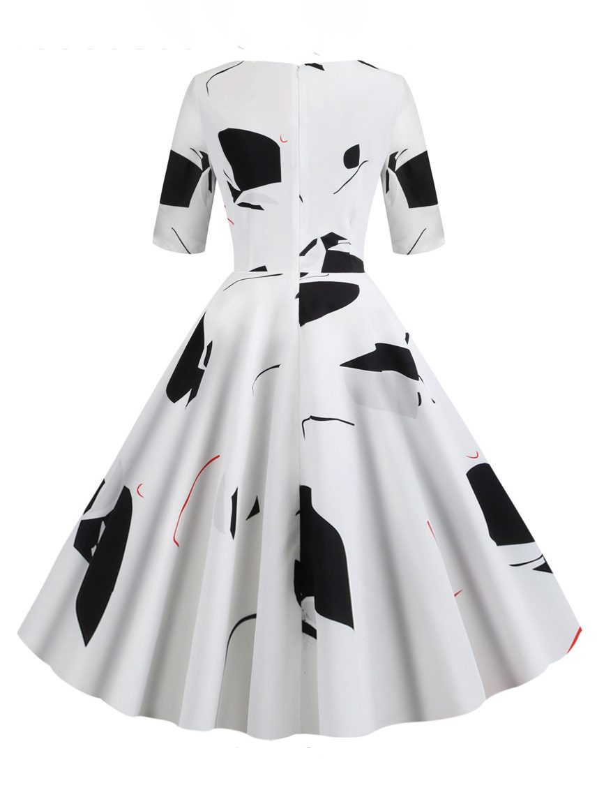 Vintage Glamour Dress Black 1950s Style Floral Print Layered Half Sleeves Sweetheart Neck Medium Rockabilly Dress
