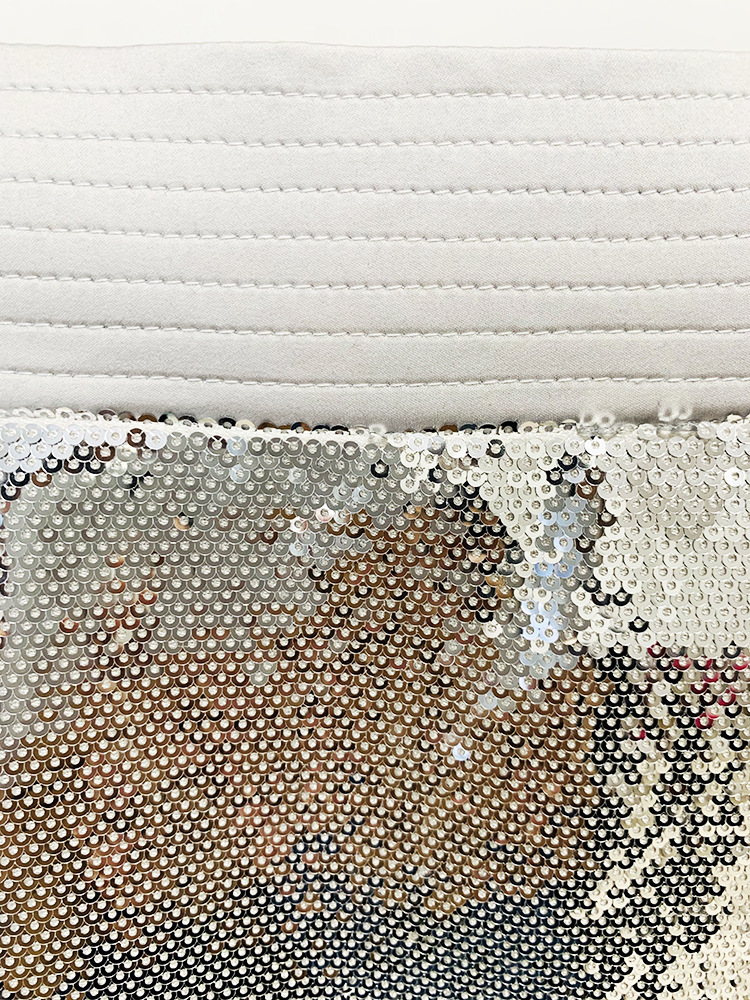 Metallic Coated Fabric Goods Personality Bling Bling Shiny Sequ Short Suit Mid Length Skirt Set Two Piece Set