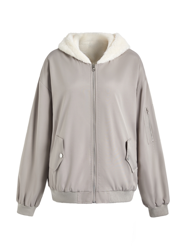 Reversible Oversize Fleece Hooded Jacket