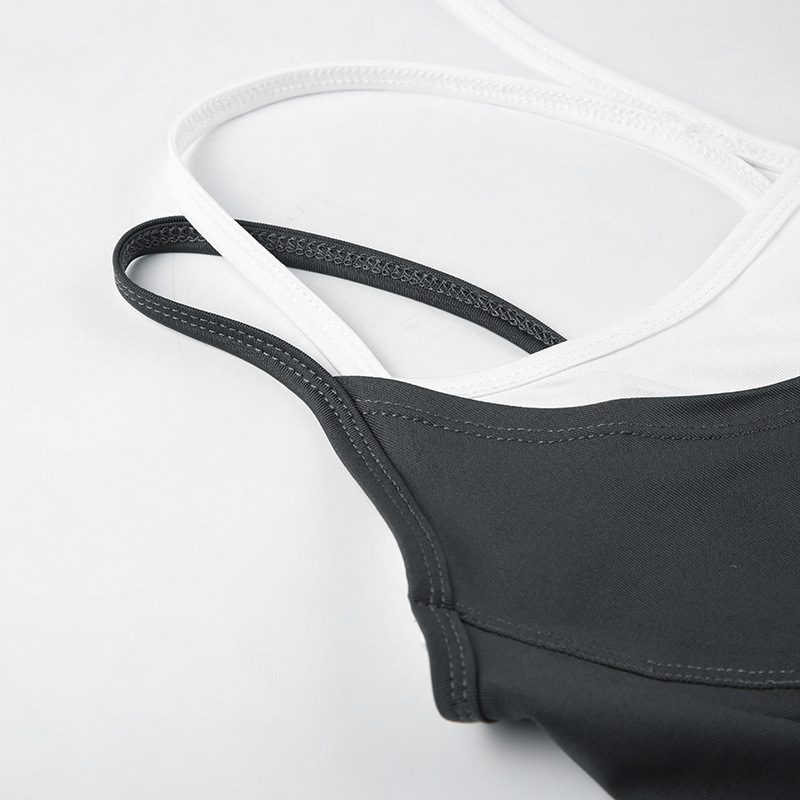 Sports Fashionable Women Clothing Faux Two Piece Split Fitness Yoga Straps Tight Jumpsuit Casual Trousers