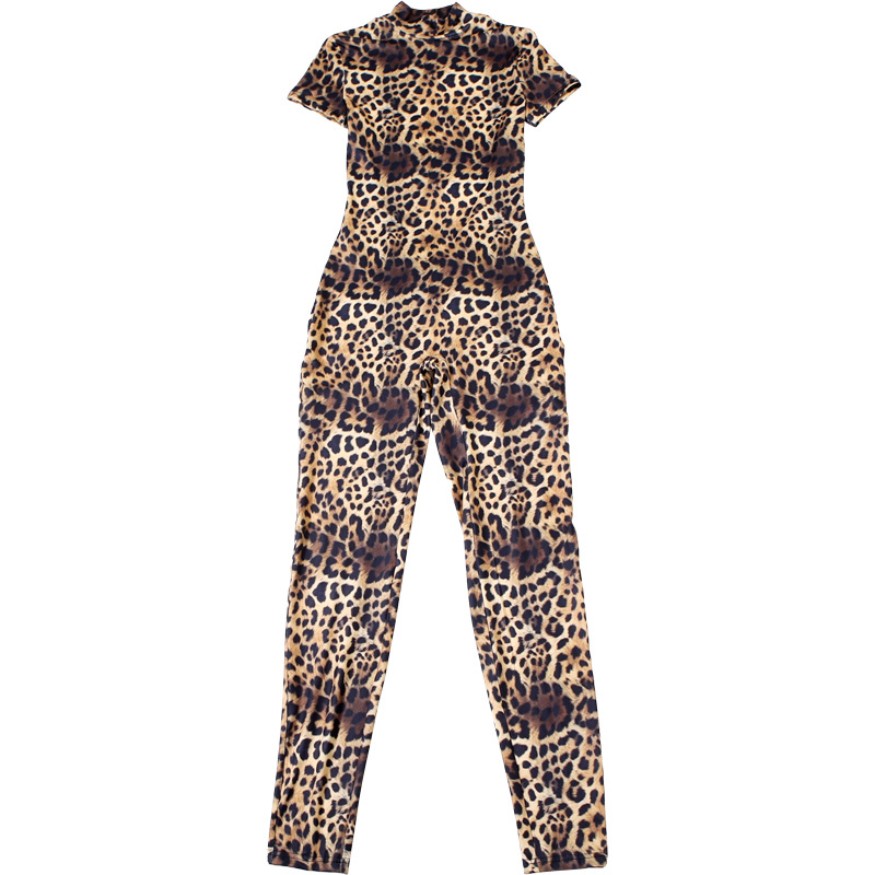 Spring Sexy Backless Skinny Personalized Printed Short Sleeved Jumpsuit Women Clothing